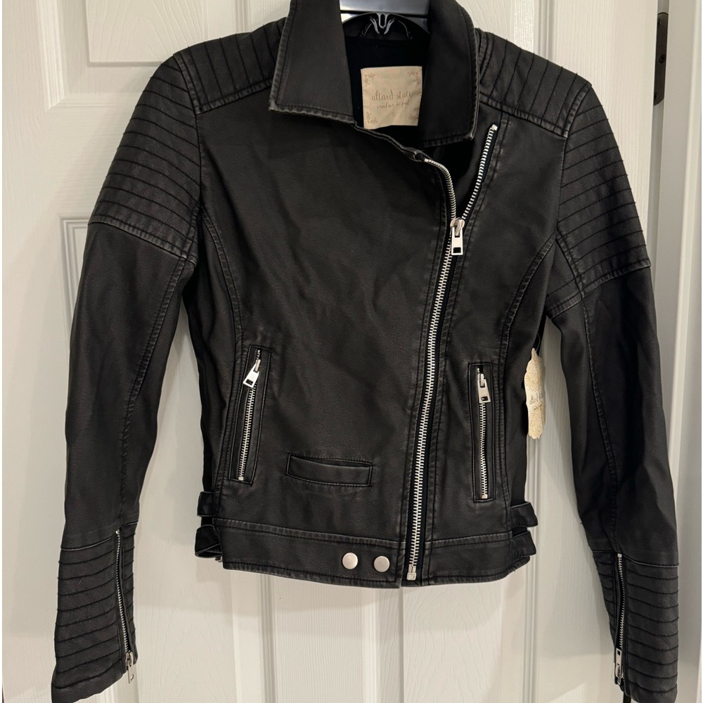 Altar’d State Faux Leather Black Moto Jacket - New!